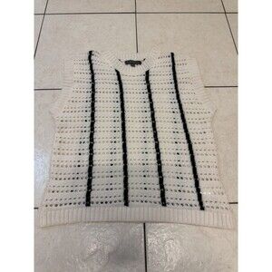 Miroh Large White & Black Cable Knit Sweater Vest Women's Preppy Pre Owned